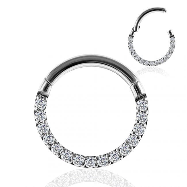 Pave Crystal Seamless Hinged Clicker Segment Ring - Monster Piercing