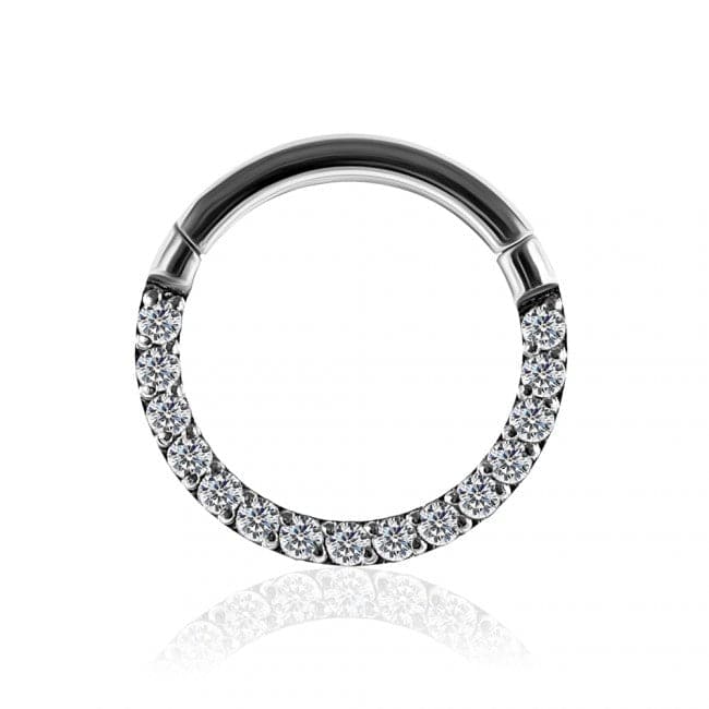 G23 Titanium Pave Crystal Seamless Hinged Clicker Segment Ring - Monster Piercing