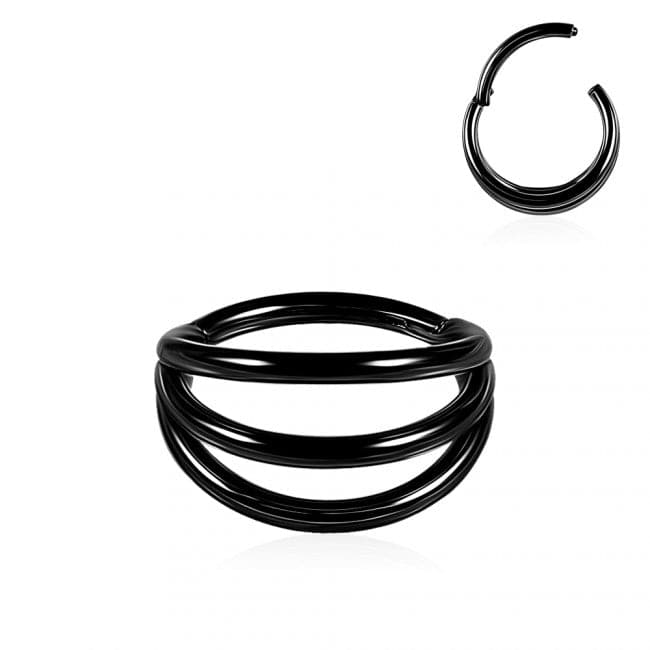 Triple Stack 316L Surgical Steel Hinged Segment Clicker Ring - Monster Piercing