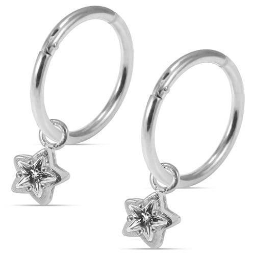 925 Sterling Silver Star Drop Hinged Clickers - Monster Piercing