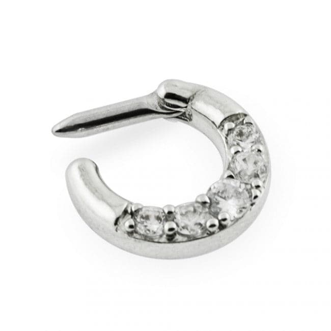 Five Pronged Clear CZs Septum Clicker Ring - Monster Piercing