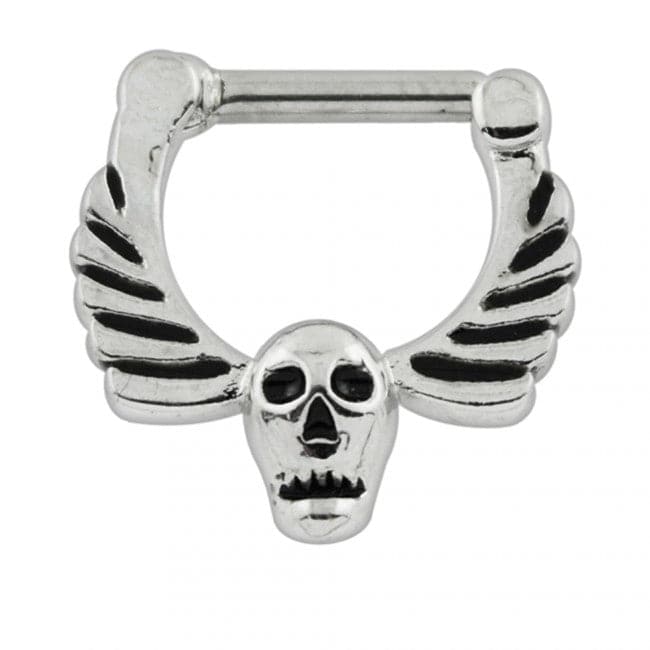 Skull with Angel Wings Septum Clicker - Monster Piercing