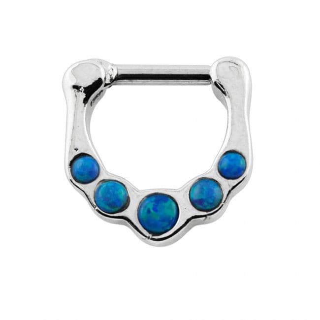 Synthetic Dark Blue Opal Septum Clicker Ring - Monster Piercing