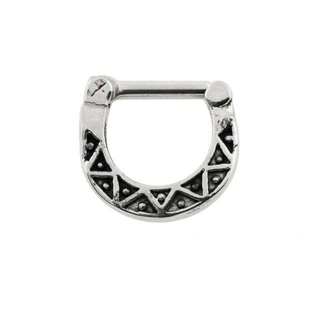 Tribal Dots Oxidised Septum Clicker Ring - Monster Piercing