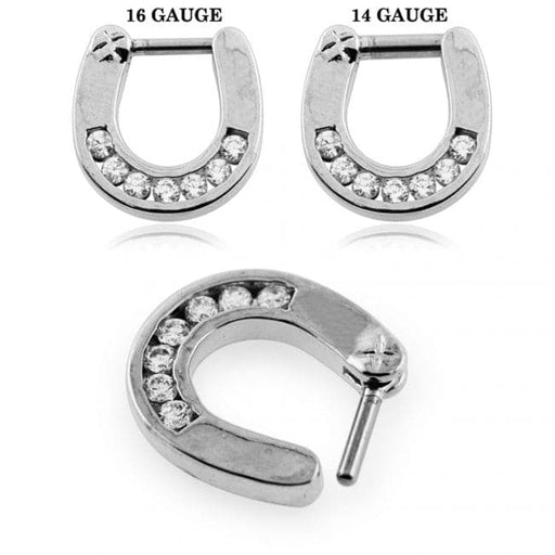 7 Cz's Paved Septum Clicker Ring - Monster Piercing