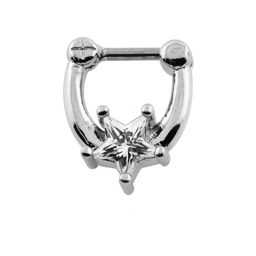 Sparkling Star Cubic Zirconia Septum Clicker Ring - Monster Piercing