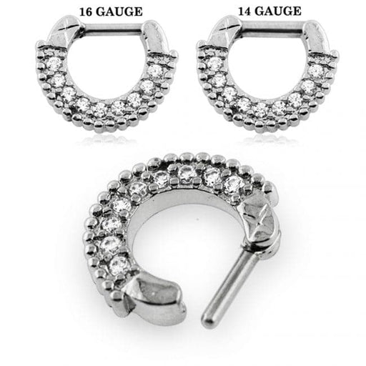 Multi Sparkling Round Cubic Zirconia Septum Clicker Ring - Monster Piercing