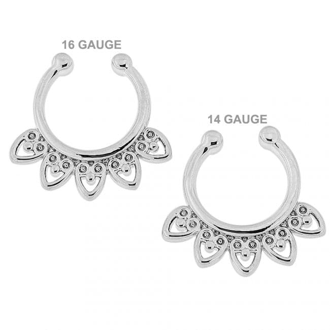 Celestial Filigree Clip-On Septum Ring - Monster Piercing