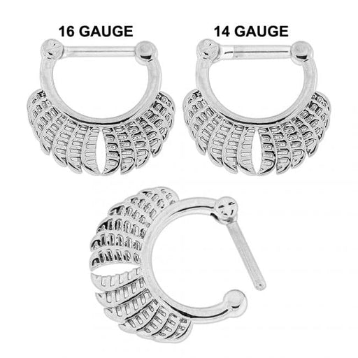 Twin Wings Nose Septum Clicker Ring - Monster Piercing