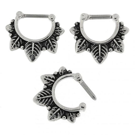 Leaf Style Nose Septum Clicker Ring - Monster Piercing