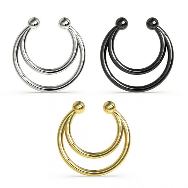 316L Surgical Steel Crescent Style Clip-On Septum Ring - Monster Piercing