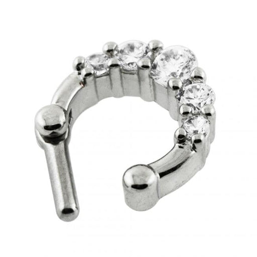 Five Pronged Clear CZs Septum Piercing Clicker Ring - Monster Piercing