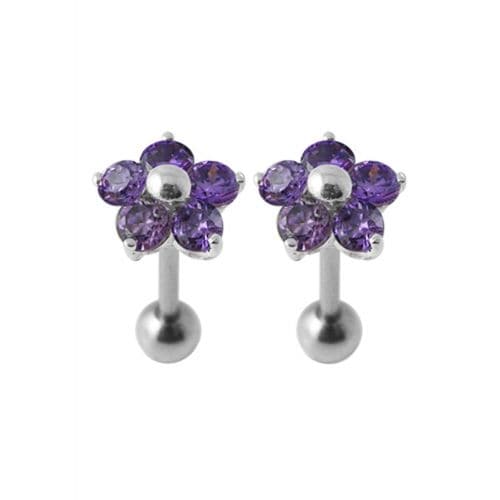 Jewelled Daisy Silver Ear Stud - Monster Piercing