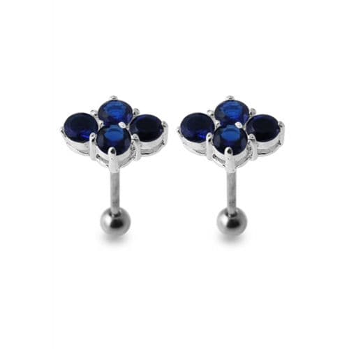 Multi Jewelled Silver Stud - Monster Piercing