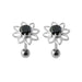 Jewelled Flower Silver Stud - Monster Piercing