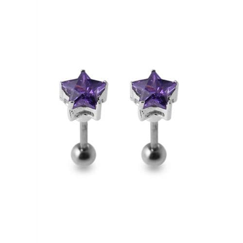 Star Jewelled Silver Ear Stud - Monster Piercing