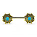 Flower Jewelled Turquoise Bead Nipple Bar - Monster Piercing