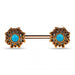 Flower Jewelled Turquoise Bead Nipple Bar - Monster Piercing