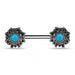 Flower Jewelled Turquoise Bead Nipple Bar - Monster Piercing