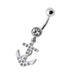 Fancy Jeweled Anchor Dangling Belly Ring - Monster Piercing