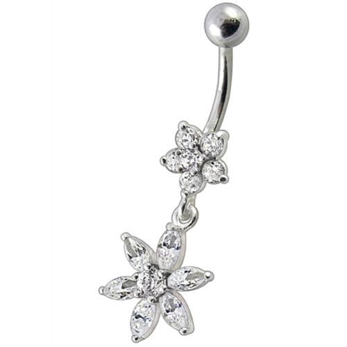 Fancy Flower Dangling Navel Ring - Monster Piercing