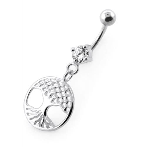 Hanging Tree of Life Navel Belly Bar - Monster Piercing