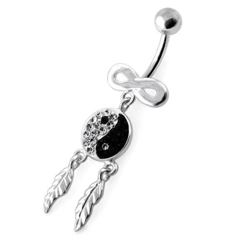 Infinity Ying Yang with Dream Catcher Navel Bar - Monster Piercing