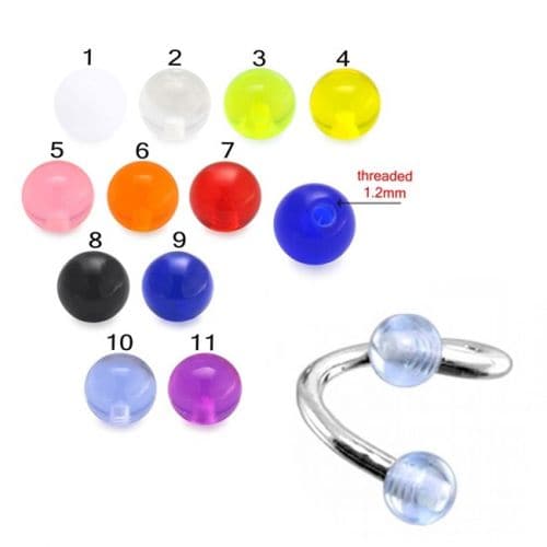 Eyebrow Spiral With Plain UV Ball (Pack of 10) - Monster Piercing