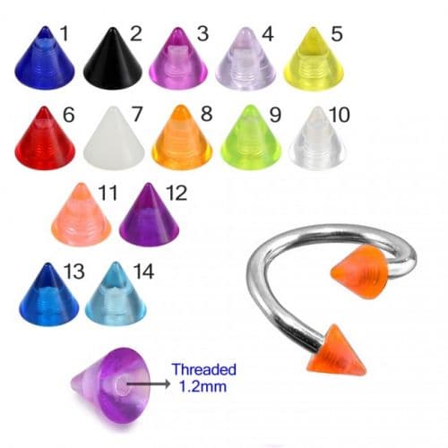 Twisted Steel Barbell with UV Fancy Color Cones (Pack of 10) - Monster Piercing