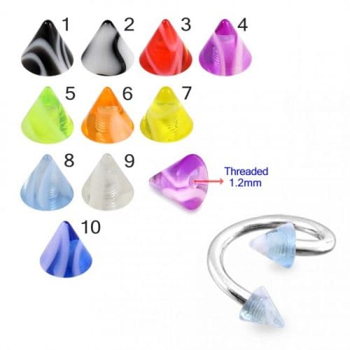 Twisted Barbell With Marble Design Color Cone (Pack of 10) - Monster Piercing