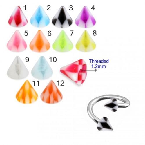 Twisted Barbell With UV Acrylic Attractive Colours Ball (Pack of 10) - Monster Piercing