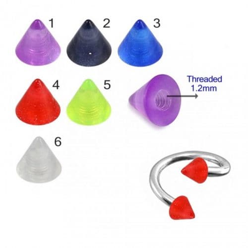 Twisted Barbell Steel with UV Fancy Colourful Transparent Cone (Pack of 10) - Monster Piercing