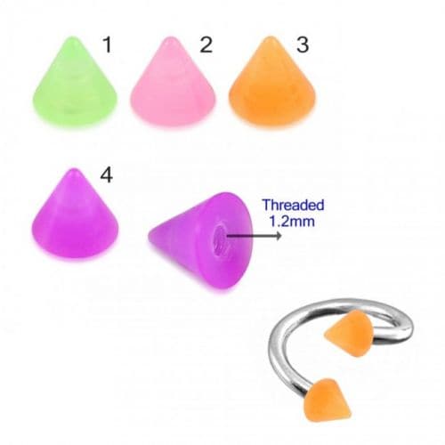 Twisted Steel Barbell with UV Fancy Faded Color Cones (Pack of 10) - Monster Piercing