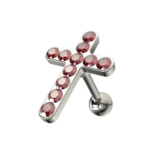 925 Sterling Silver CZ Jewelled Cross Cartilage Tragus Piercing Ear Stud - Monster Piercing