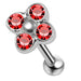 925 Sterling Silver Flower CZ Jewelled Cartilage Tragus Piercing Ear Stud - Monster Piercing