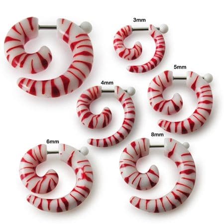 Neon Striped Hand Painted Fake Spiral Ear Expander - Monster Piercing