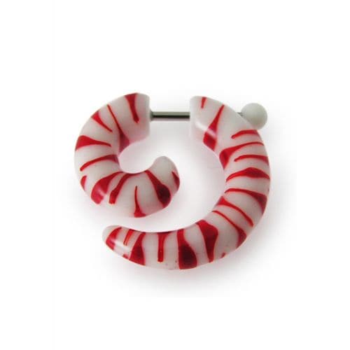 Neon Striped Hand Painted Fake Spiral Ear Expander - Monster Piercing