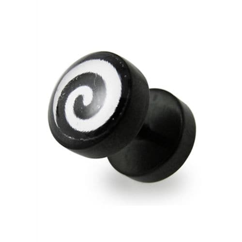 Black line Swirl Fake Ear Plug - Monster Piercing