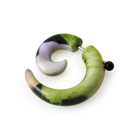 Spiral Taper Printed Colour Acrylic Fake Ear Plugs - Monster Piercing