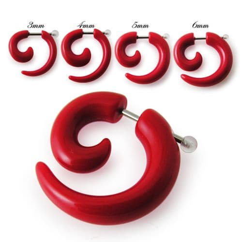 Red UV Acrylic Spiral Fake Ear Plug Expander - Monster Piercing