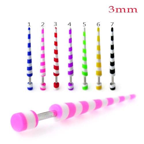 Colourful Stripes Straight Fake Ear Plug - Monster Piercing