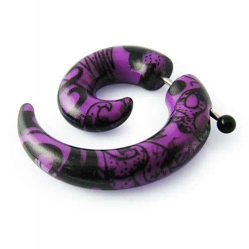 Steel and UV Spiral Fake Ear Taper Body Jewellery - Monster Piercing