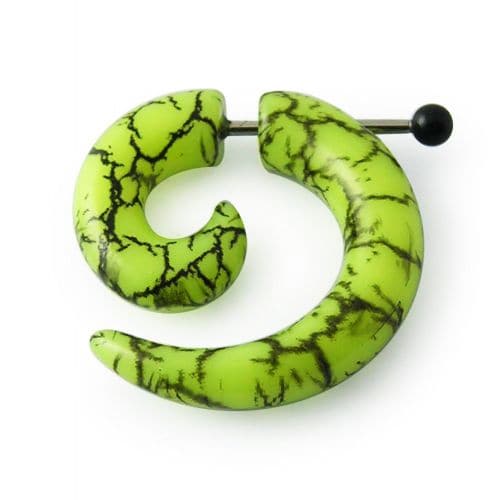 Steel and UV Spiral Fake Ear Taper Body Jewellery - Monster Piercing