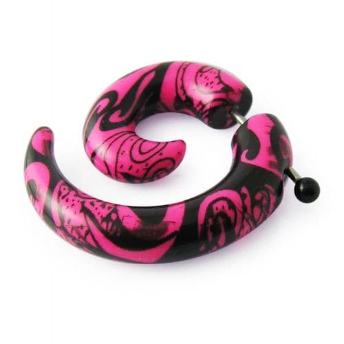 Steel and UV Spiral Fake Ear Taper Body Jewellery - Monster Piercing