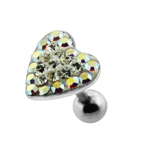 Heart Crystal Surgical Steel Fake Ear Plug - Monster Piercing