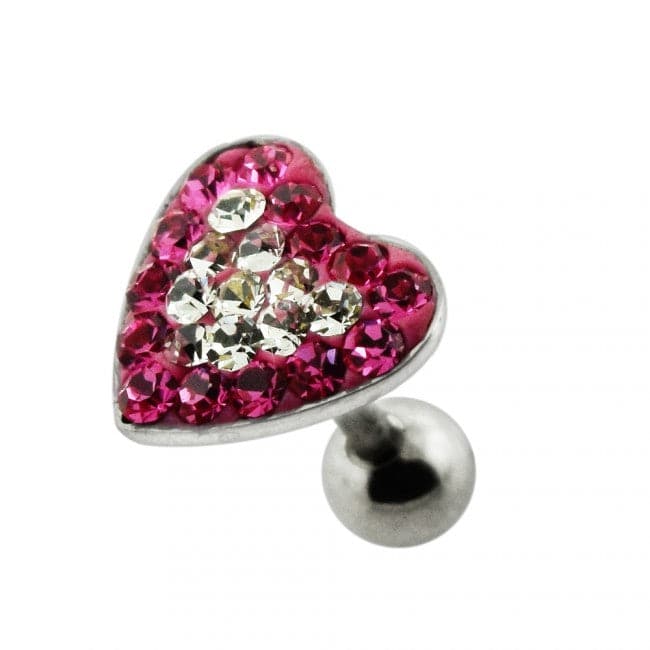 Heart Crystal Surgical Steel Fake Ear Plug - Monster Piercing