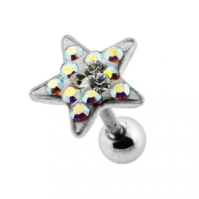 Star Crystal Surgical Steel Fake Ear Plug - Monster Piercing