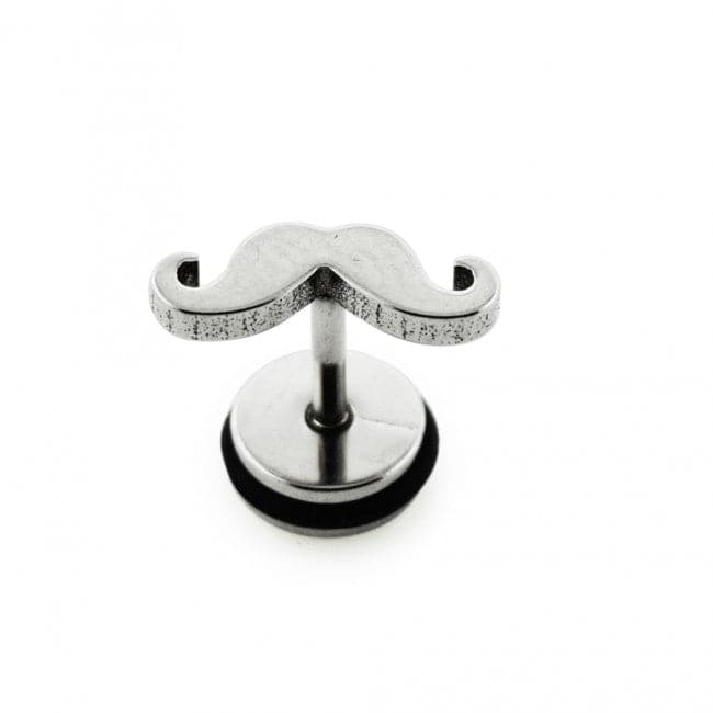 Fit Mustache Cut Surgical Steel Fake Ear Plug - Monster Piercing