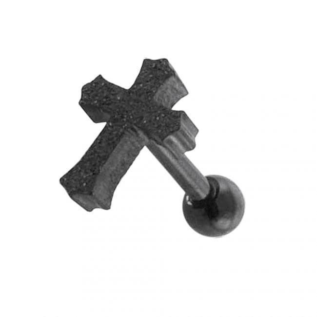 PVD Plated Glittering Cross Tragus Piercings - Monster Piercing