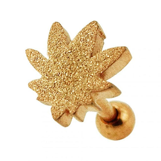 PVD Plated Glittering Marijuana Tragus Piercing - Monster Piercing